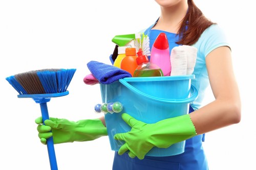 Professional carpet deep cleaning in a business corridor